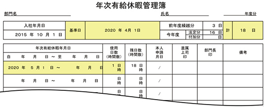 年次有給休暇管理簿