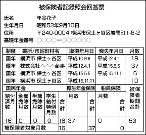 被保険者記録照会回答票